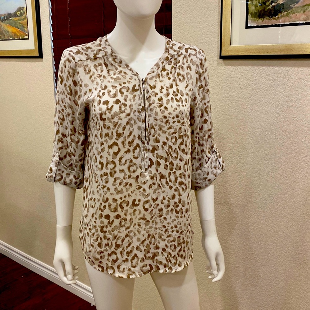 Animal print chiffon blouse